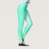 MODERN abstracte tekening in lichtgroen-wit-mozaïe Leggings (Rechts)