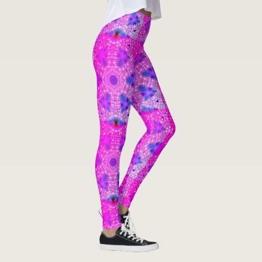 MODERN abstracte tekening in roze-blauw-mozaïek Leggings (Rechts)