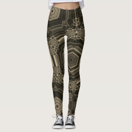 MODERN abstracte tekening in zwart-goudbruin-mozaï Leggings