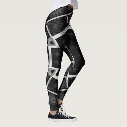 MODERN abstracte tekening in zwart-grijs-mozaïek Leggings (Rechts)