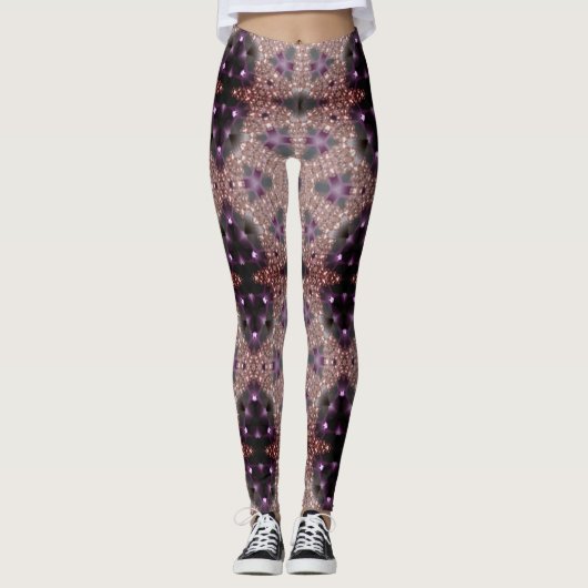 MODERN abstracte tekening in zwart-paars-mozaïek Leggings (Voorkant)