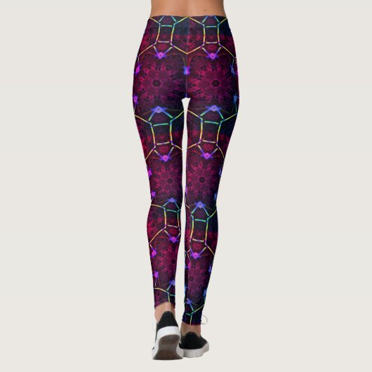 MODERN abstracte tekening in zwart-rood-roze mozaï Leggings (Achterkant)