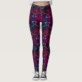MODERN abstracte tekening in zwart-rood-roze mozaï Leggings (Voorkant)