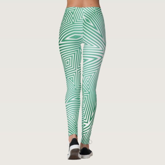 MODERN abstracte tekening-wit-groen-mozaïek Leggings (Achterkant)