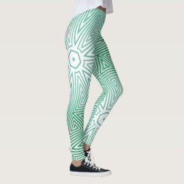 MODERN abstracte tekening-wit-groen-mozaïek Leggings
