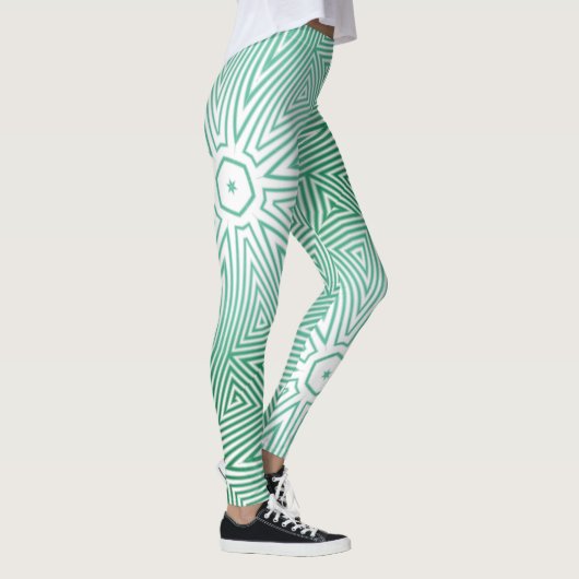 MODERN abstracte tekening-wit-groen-mozaïek Leggings (Rechts)