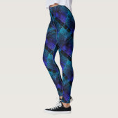 MODERN abstracte tekening-zwart-blauw-paars-mozaïe Leggings (Links)