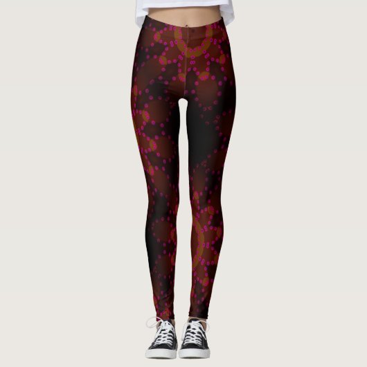 MODERN abstracte tekening-zwart-rood-bruin-mozaïek Leggings (Voorkant)