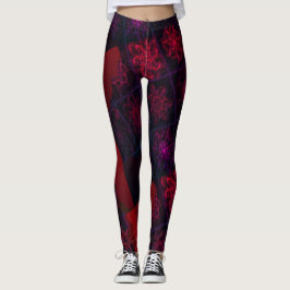 MODERN abstracte tekeningen in roos-rode mozaïekle Leggings