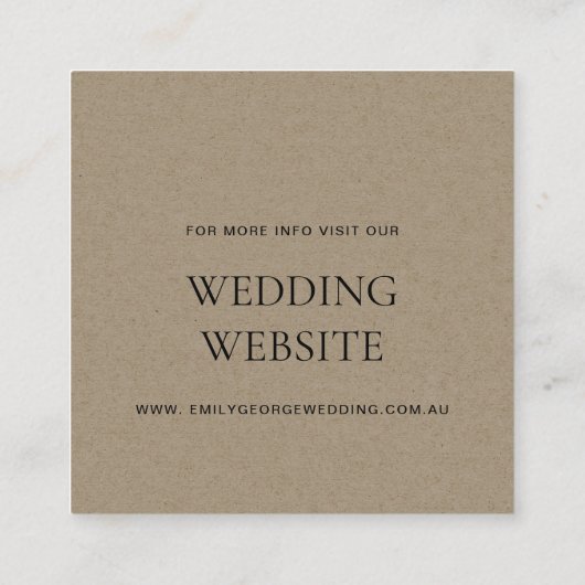 MODERN ABSTRACTE TERRACOTTA ART WEDDING WEBSITE VIERKANTE VISITEKAARTJE (Achterkant)