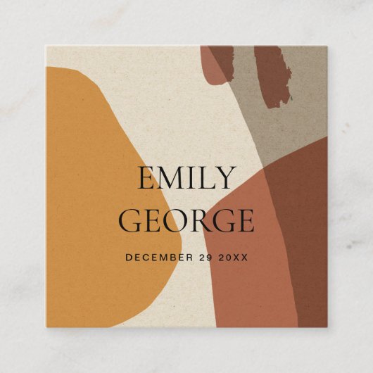MODERN ABSTRACTE TERRACOTTA ART WEDDING WEBSITE VIERKANTE VISITEKAARTJE (Voorkant)