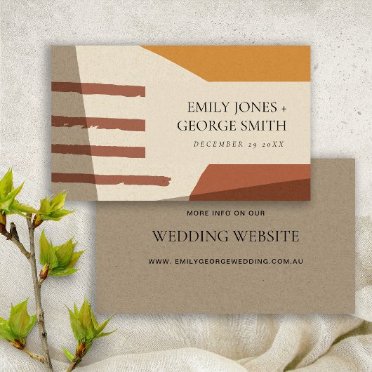 MODERN ABSTRACTE TERRACOTTA ART WEDDING WEDSITE VISITEKAARTJE