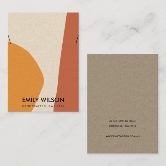 MODERN ABSTRACTE TERRACOTTA RE ART KETTING DISPLAY VISITEKAARTJE (Voorkant / Achterkant)