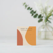 MODERN ABSTRACTE TERRACOTTA RED ART EARRING DISPLA VIERKANTE VISITEKAARTJE (Staand voorkant)