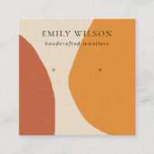 MODERN ABSTRACTE TERRACOTTA RED ART EARRING DISPLA VIERKANTE VISITEKAARTJE (Voorkant)