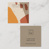 MODERN ABSTRACTE TERRACOTTA RED ART EARRING DISPLA VIERKANTE VISITEKAARTJE (Voorkant / Achterkant)