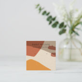 MODERN ABSTRACTE TERRACOTTA RED ART EARRING DISPLA VIERKANTE VISITEKAARTJE (Staand voorkant)