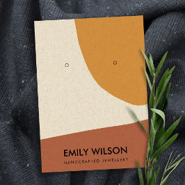 MODERN ABSTRACTE TERRACOTTA RED ART EARRING DISPLA VISITEKAARTJE