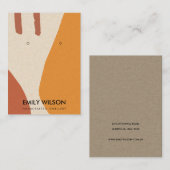 MODERN ABSTRACTE TERRACOTTA RED ART EARRING DISPLA VISITEKAARTJE (Voorkant / Achterkant)