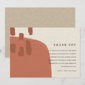MODERN ABSTRACTE TERRACOTTA RED KRAFT WEDDING THAN BEDANKKAART (Voorkant / Achterkant)