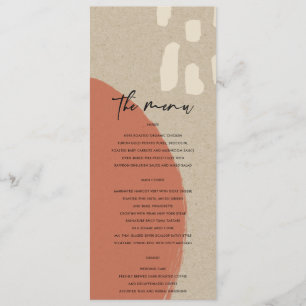 MODERN ABSTRACTE TERRACOTTA RED KRAFT WEDING MENU
