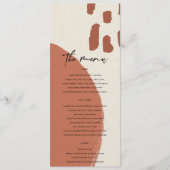 MODERN ABSTRACTE TERRACOTTA RED KRAFT WEDING MENU (Voorkant)