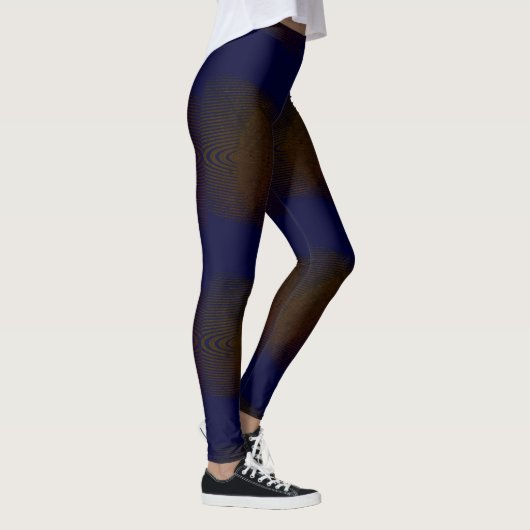 MODERN abstracte trek in diepblauw-bruin-mozaïek Leggings (Rechts)