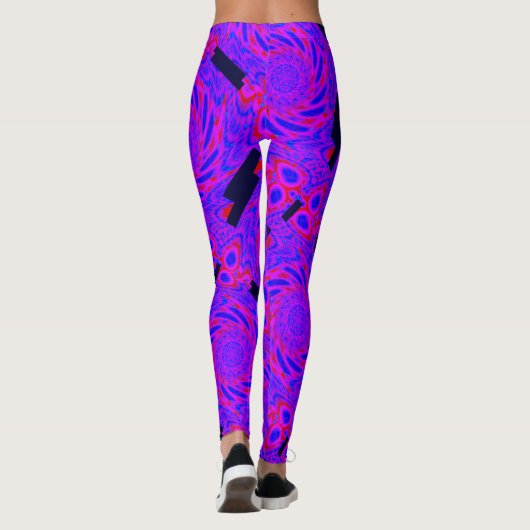 MODERN abstracte trek in dieproze-paars-mozaïek Leggings (Achterkant)