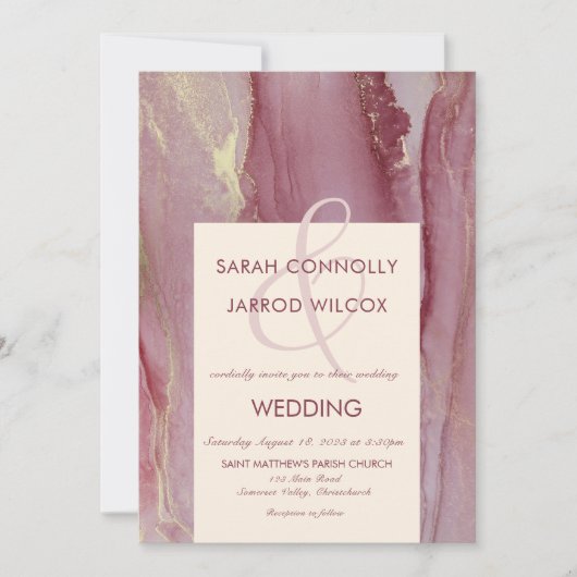 Modern Abstracte Viva Magenta Wedding Kaart (Voorkant)