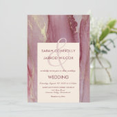 Modern Abstracte Viva Magenta Wedding Kaart (Staand voorkant)