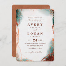 Modern Abstracte Waterverf Terracotta Wedding