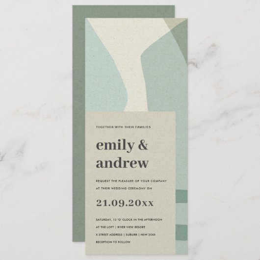 MODERN ABSTRACTE ZACHTE AQUA BLUE ARTISTIC WEDING KAART (Voorkant / Achterkant)