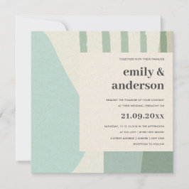 MODERN ABSTRACTE ZACHTE AQUA BLUE ARTISTIC WEDING KAART