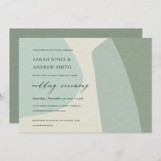 MODERN ABSTRACTE ZACHTE AQUA BLUE ARTISTIC WEDING KAART (Voorkant / Achterkant)