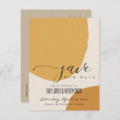 MODERN ABSTRACTE ZACHTE ORANJE KRAFT BEWAREN DE DA AANKONDIGINGSKAART (Voorkant / Achterkant)