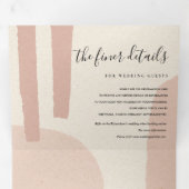 MODERN ABSTRACTE ZFT BLUSH PEACH ARTISTIC WEDING DRIELUIK UITNODIGING (Binnenzijde eerst)