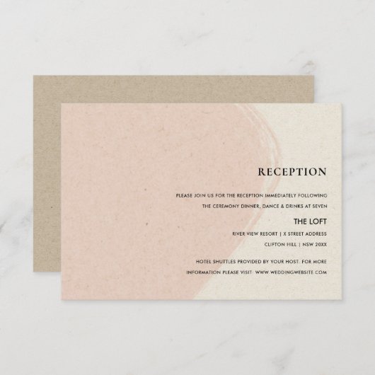 MODERN ABSTRACTE ZFT BLUSH PINK KRAFT RECEPT INFORMATIEKAARTJE (Voorkant / Achterkant)