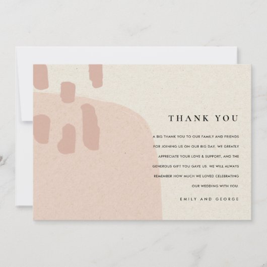 MODERN ABSTRACTE ZFT BLUSH PINK KRAFT WEDING BEDANKKAART (Voorkant)