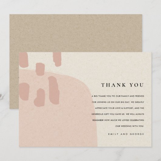MODERN ABSTRACTE ZFT BLUSH PINK KRAFT WEDING BEDANKKAART (Voorkant / Achterkant)
