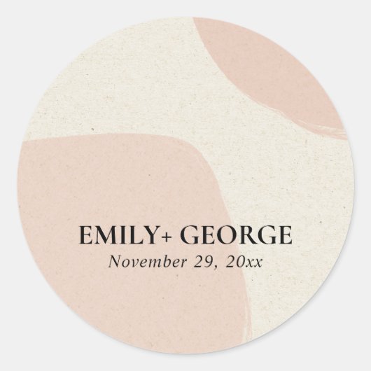 MODERN ABSTRACTE ZFT CHIC BLUSH PINK KRAFT WEDING RONDE STICKER (Voorkant)