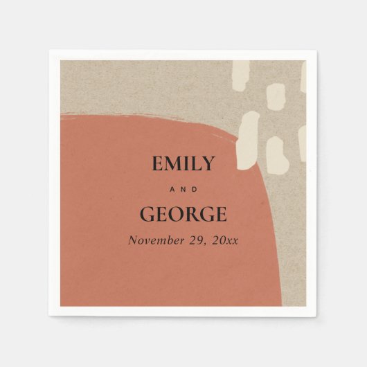 MODERN ABSTRACTE ZFT KRAFT TERRACOTTA RED WEDDING SERVET (Voorkant)