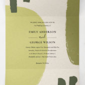 MODERN ABSTRACTE ZFT LIME GROEN ARTISTISCHE WEDING DRIELUIK UITNODIGING (Binnenkant midden)