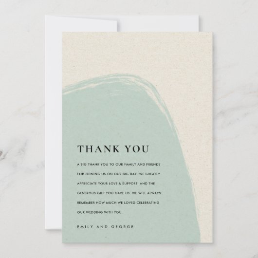 MODERN ABSTRACTE ZFT SUBTLE AQUA BLAUW WEDING BEDANKKAART