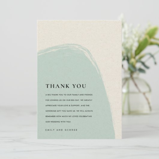 MODERN ABSTRACTE ZFT SUBTLE AQUA BLAUW WEDING BEDANKKAART (Staand voorkant)