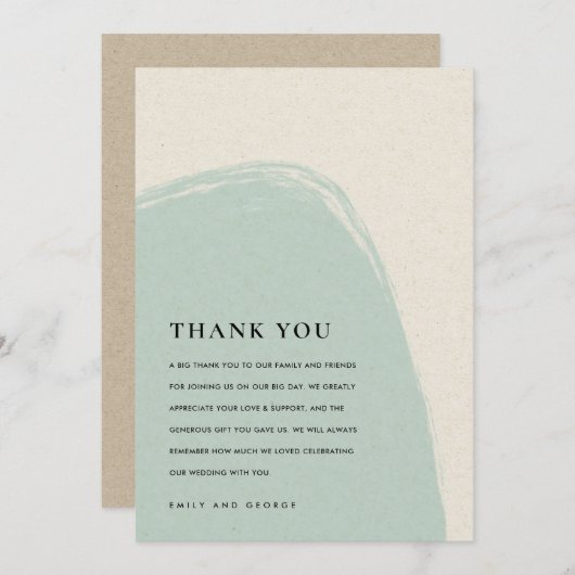MODERN ABSTRACTE ZFT SUBTLE AQUA BLAUW WEDING BEDANKKAART (Voorkant / Achterkant)