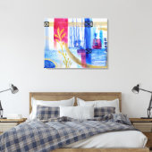 Modern Abstraction Black Blue en Red Floral Canvas Afdruk (Insitu (Slaapkamer))