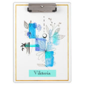 Modern Abstraction Black en Blue Klembord (Voorkant)