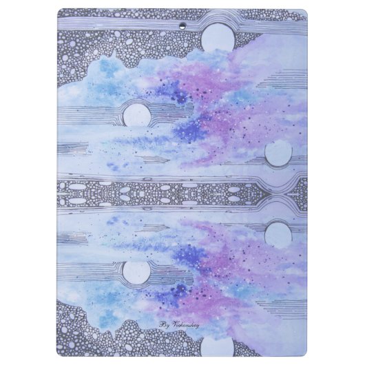 Modern Abstraction Black en Blue Klembord (Achterkant)