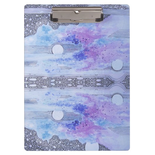 Modern Abstraction Black en Blue Klembord (Voorkant)