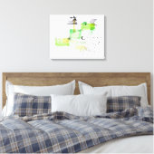 Modern Abstraction Black en Green Floral Canvas Afdruk (Insitu (Slaapkamer))